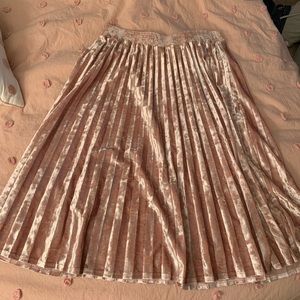 Pleated Velvet Midi Skirt
